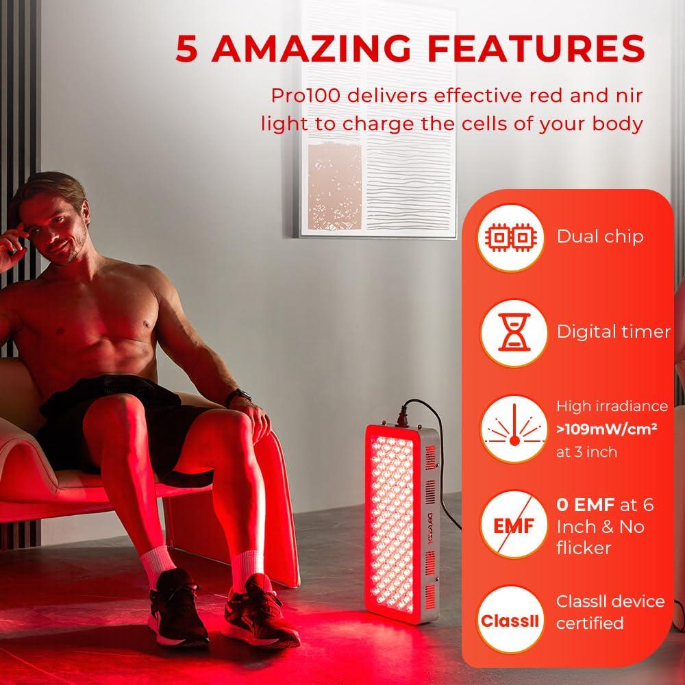 Bestqool Bestqool Red Light Therapy for face Body, 4 Wavelengths Near Infrared Light Therapy, 100 Elite Grade Dual Chip LEDs, High Power Red Light Panel for Pain, Muscle, Energy. 170W. Modular Design.