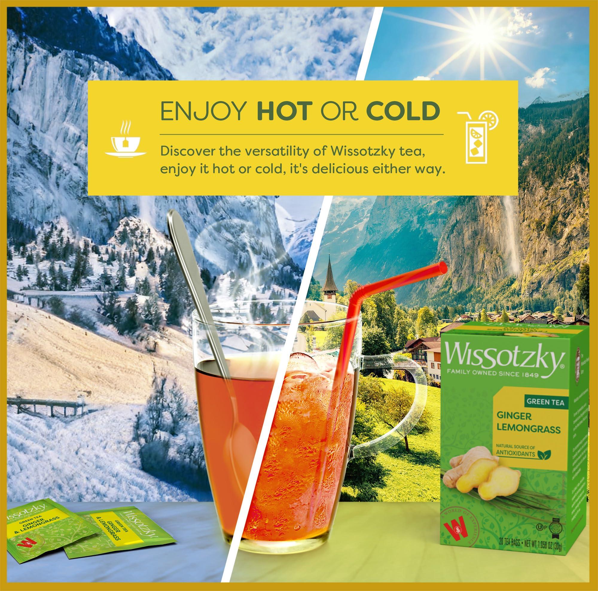 Wissotzky Wissotzky Ginger & Lemongrass Green Tea, 20 Tea Bags | Antioxidant Rich | Invigorating Blend | Lemon Ginger Green Tea Bags