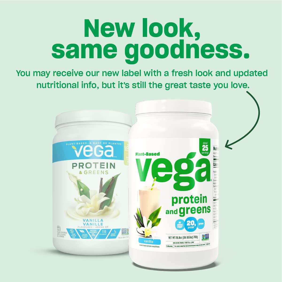 Vega Vega Protein and Greens Protein Powder, Berry - 20g Plant Based Protein Plus Veggies, Vegan, Non GMO, Pea Protein for Women and Men, 1.2 lbs (Packaging May Vary)