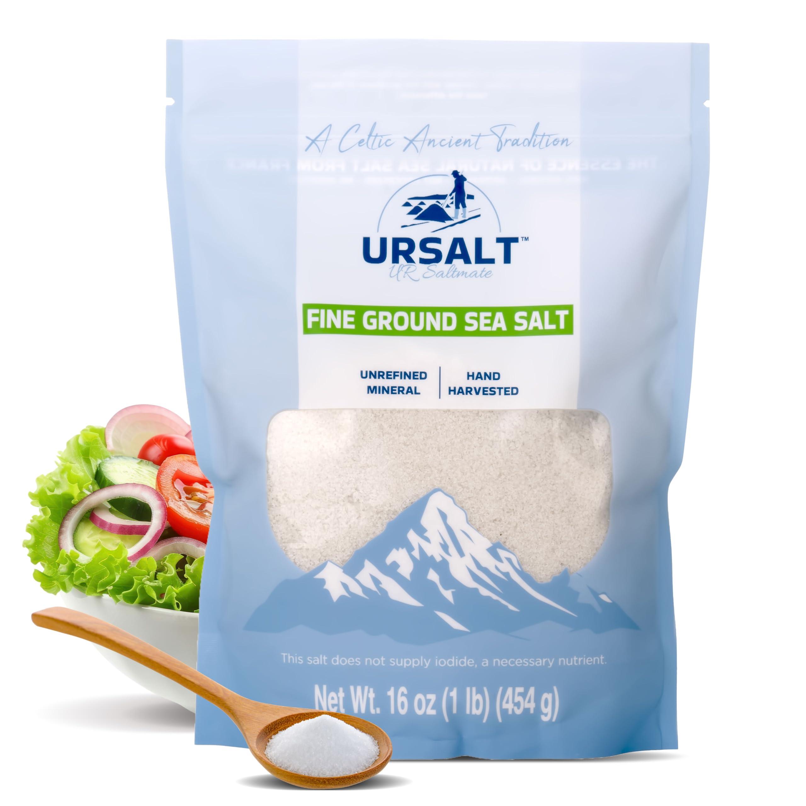 URSALT URSALT Grey Coarse and Fine Ground French Sea Salt Bundle | Get (2 X 1lb Bags) of our 100% Natural Sea Salt, Unrefined, Unprocessed and +82 Mineral Rich French Sea Salt