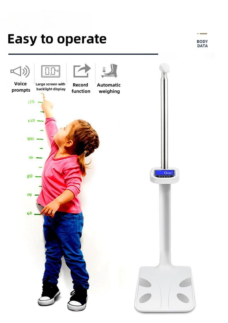 Sufeasdf Height Scale, Ultrasonic Measurement, Body Fat Analyzer, Backlit LCD, Telescopic Design, Rust Resistant, Voice Output, Automatic Weighing, BMI Display, Durable ABS, Precision Measurement