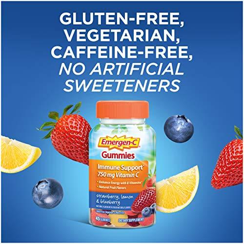 Emergen-C Emergen-C 750mg Vitamin C Gummies for Adults, Immune Support Gummies, Gluten Free, Strawberry, Lemon and Blueberry Flavors - 45 Count