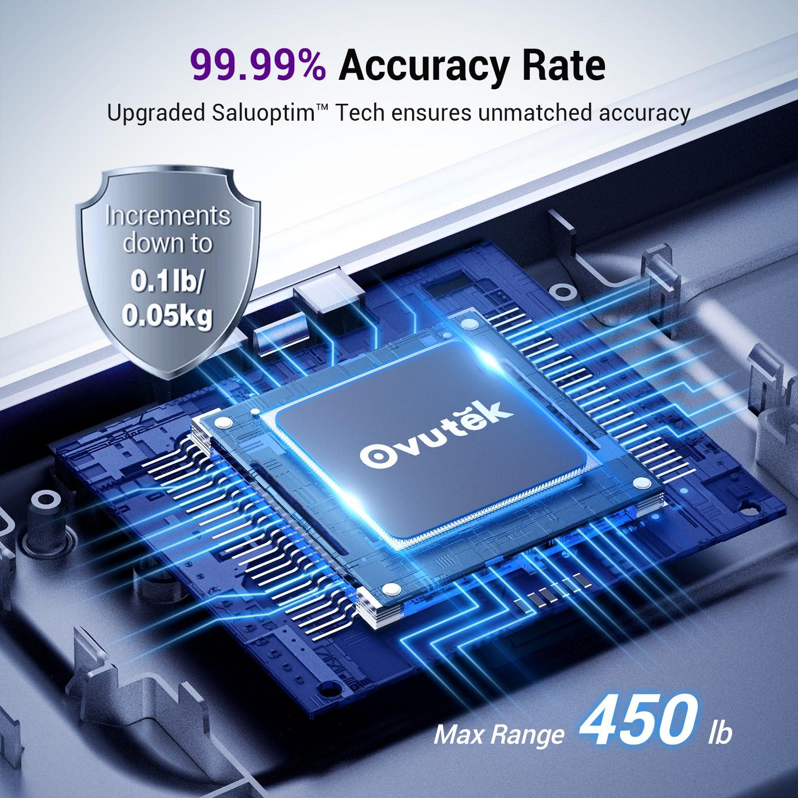 OVUTEK Ovutek Bathroom Scales Digital Weight, Topnotch Quality 450lb Weight Scale, Most Accurate to 0.05lb, Automatic Weighing Scale for Body Weight, Baby, Pet, Larger LED, Sturdy and Durable Base Machine