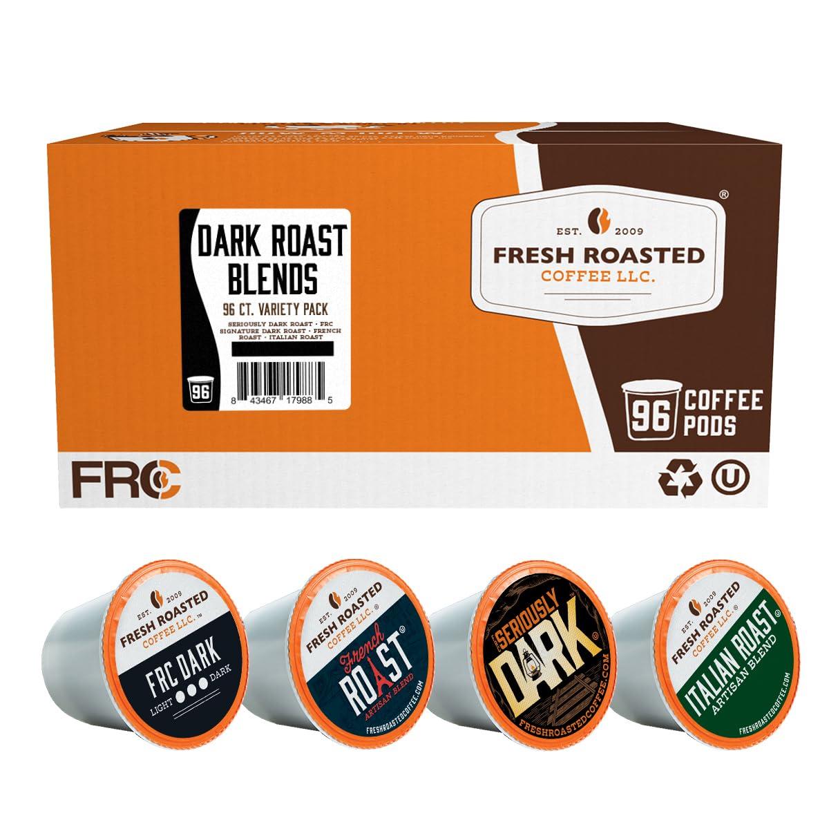 Fresh Roasted Coffee Fresh Roasted Coffee, Dark Roast Blend Variety Pack, K-Cup Compatible, 96 Count