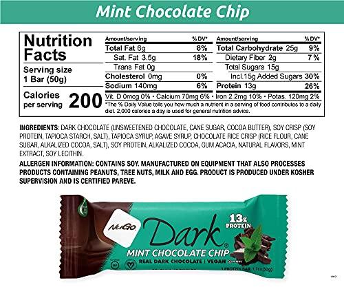 NuGo NuGo Dark Variety - Chocolate Pretzel 12 Bars & Mint Chocolate Chip 12 Bars, 12-13g Protein, Vegan, Gluten Free, Non-GMO, Kosher Pareve, 24 Count