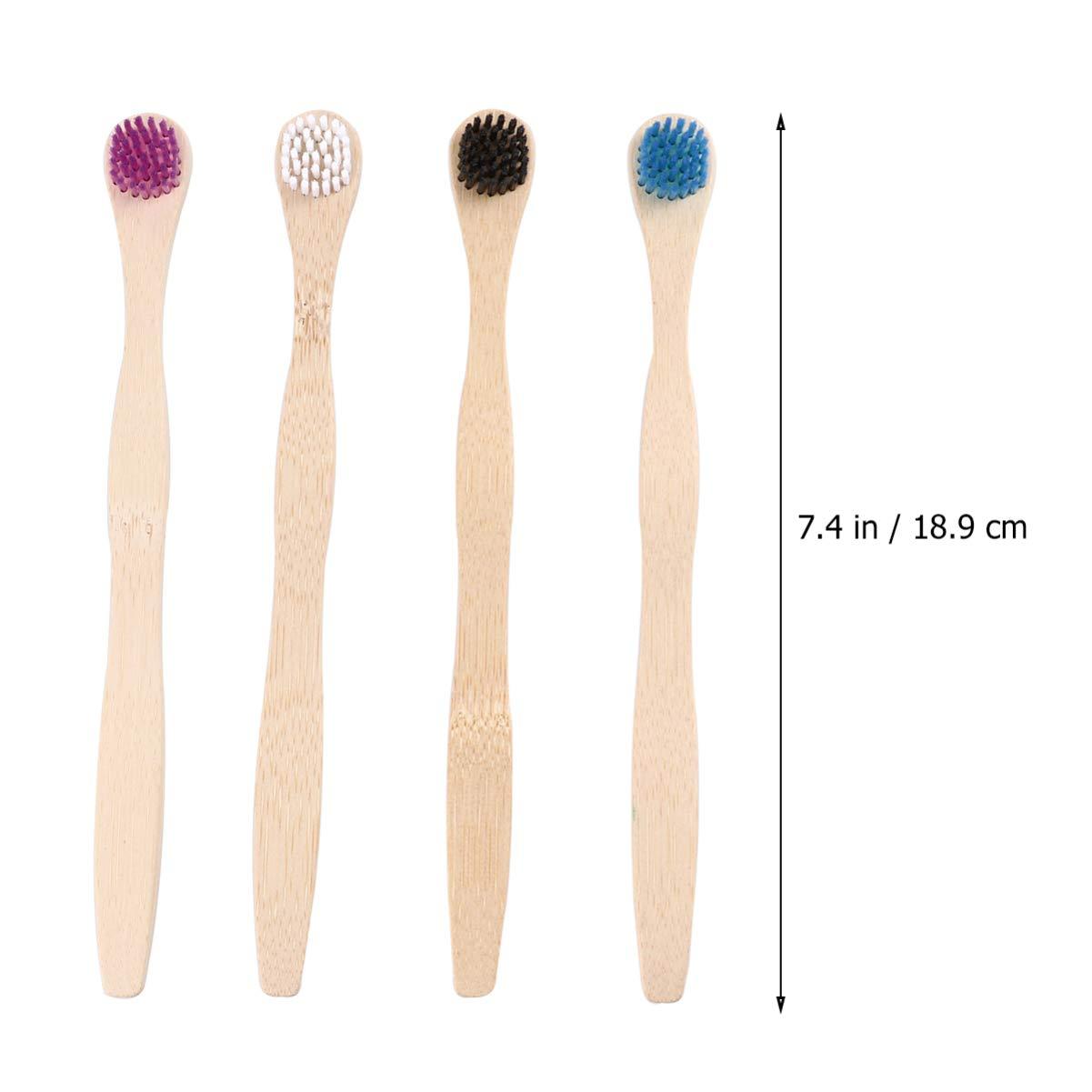 Milisten Tongue Brush Eliminate Bad Breath Scraper Bamboo Toothbrush for Oral Deeply Cleaning (White Blue Black Violet) Cleaner Tongue Cleaner