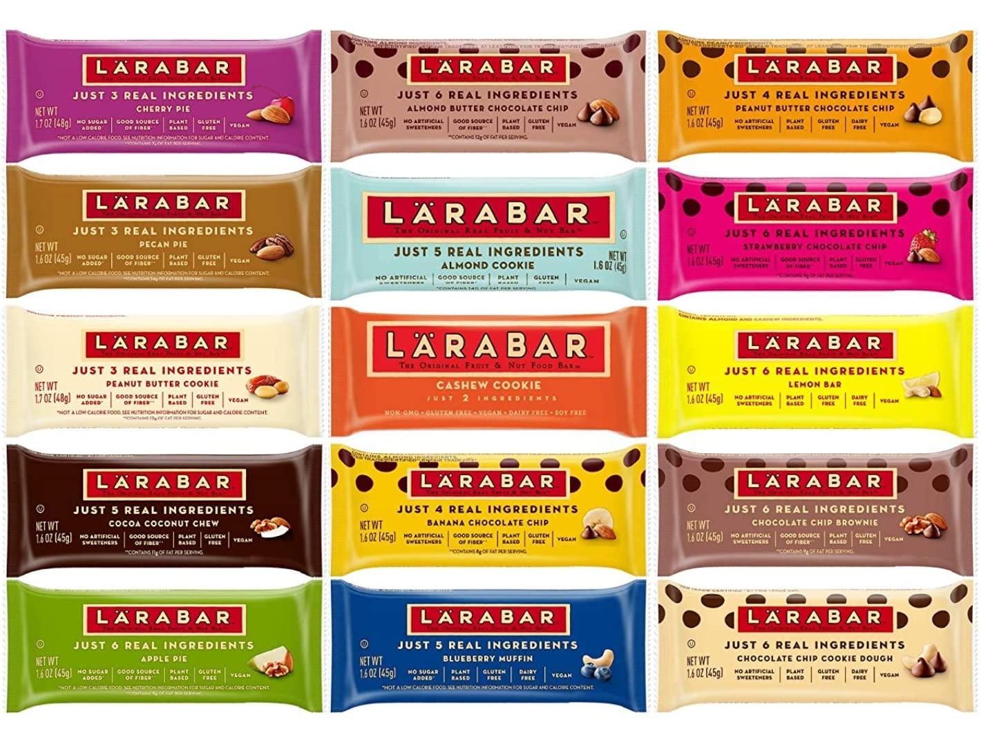 Healthiest Bars Larabar Gluten Free Snack Bars Variety Pack, (16 Bars), 1.7oz In Sanisco Packaging. (Type 1)