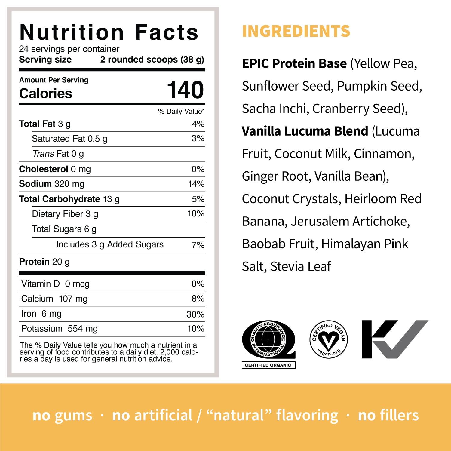 Sprout Living Sprout Living Epic Protein Bundle - Chocolate Maca & Vanilla Lucuma (20g Organic Plant-Based Protein Powder, Vegan, Gluten Free, Superfoods) | 2lb, 24 Servings