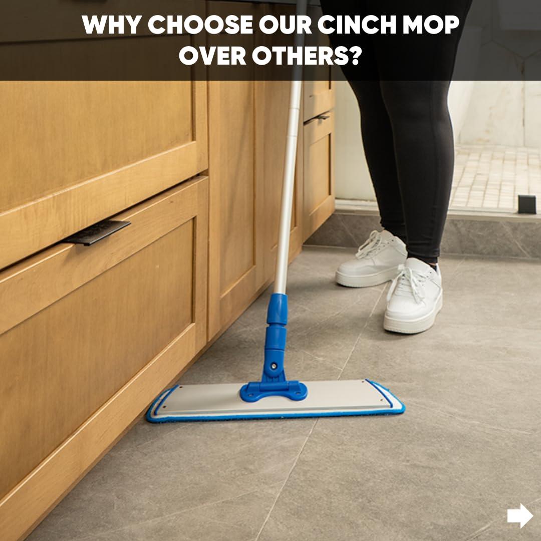 Microfiber Wholesale Cinch Mop - Microfiber Mop for Hardwood Floors - Flat Mops System for Wood, Tile, Laminate, Vinyl, 2 Wet Pads Refills, Reusable Micro Fiber Mopping Heads
