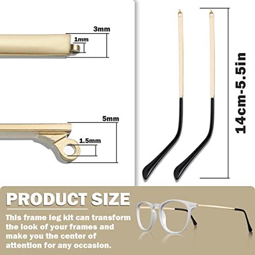 LNQ LUNIQI 1 Pair Metal Eyeglass Replacement Arm, Eyewear Frame Temple Replacement Universal Sunglasses Arm Legs Replacement for Thin Metal Glasses, SunglassesGold