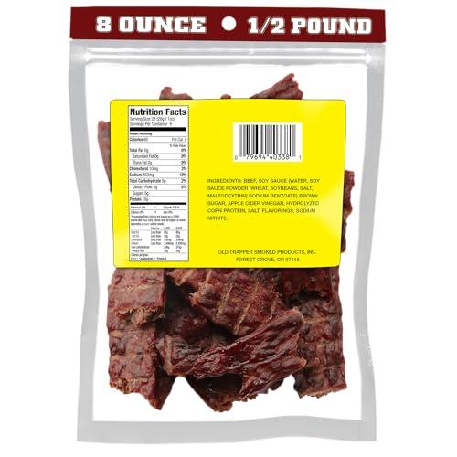 Old Trapper Old Trapper, Trapper\'s Choice Teriyaki Kippered Beef Steak, Eight-Ounce Individual Package, Savory Sweet Meat Snacks, 10 Grams of Protein and 60 Calories Per Serving (Pack of One)