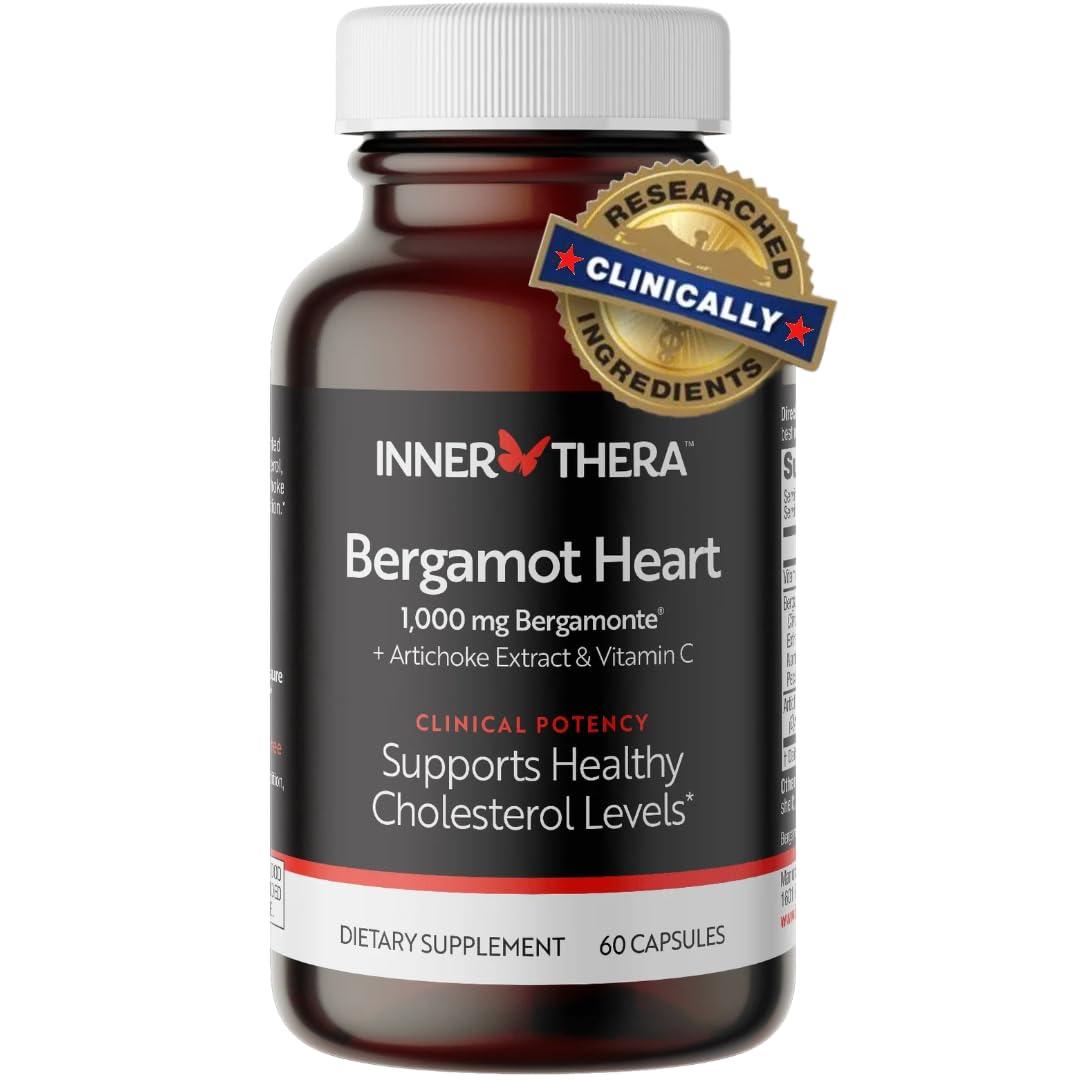 INNERTHERA Bergamot Heart Advanced Italian Citrus Bergamot - Clinically Proven & Cardiologist Developed- Highest Polyphenols - 1000mg Patented Italian Bergamonte - Supplement for High Cholesterol & Heart Health