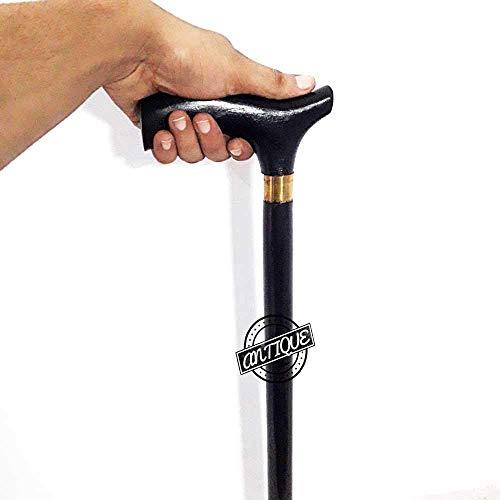 AV Wooden Canes/Sticks Black Wood Simple Cane Rod Walking Supporter - 3ft