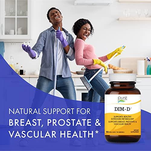 PURE ESSENCE LABS Dim D by Pure Essence - Natural Supplement for Estrogen Balance, Hormonal Acne, and Menopause Support with Vitamin D3, Calcium, Green Tea & Lycopene - 90 Capsules