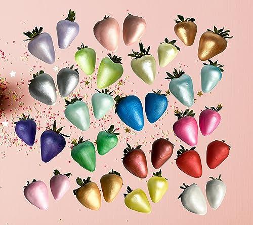 Capacillo\'s Cake Supplies Valentine LUSTER DUST Edible glitter set for cake decorating, Food grade shimmer diamond petal dust, use on drink, cookie decoration, fondant, macaroon, strawberries chocolate metallic paint and more, 5gr each. include Free spray pump 15ml