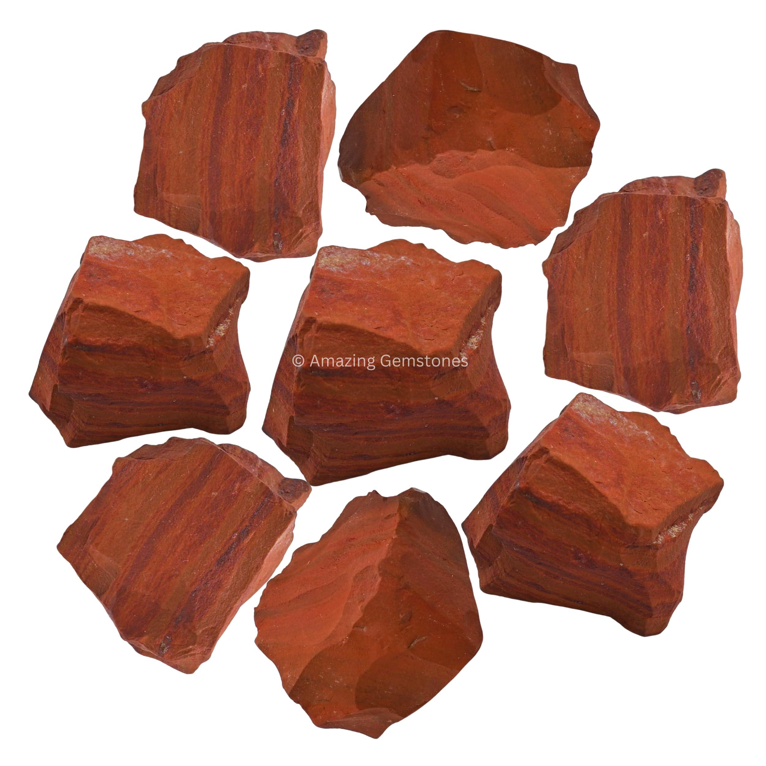 Amazing Gemstone Red Jasper Raw Crystals and Healing Stones, Natural Rocks for Tumbling and DIY Raw Stones and Crystals (1 lb)