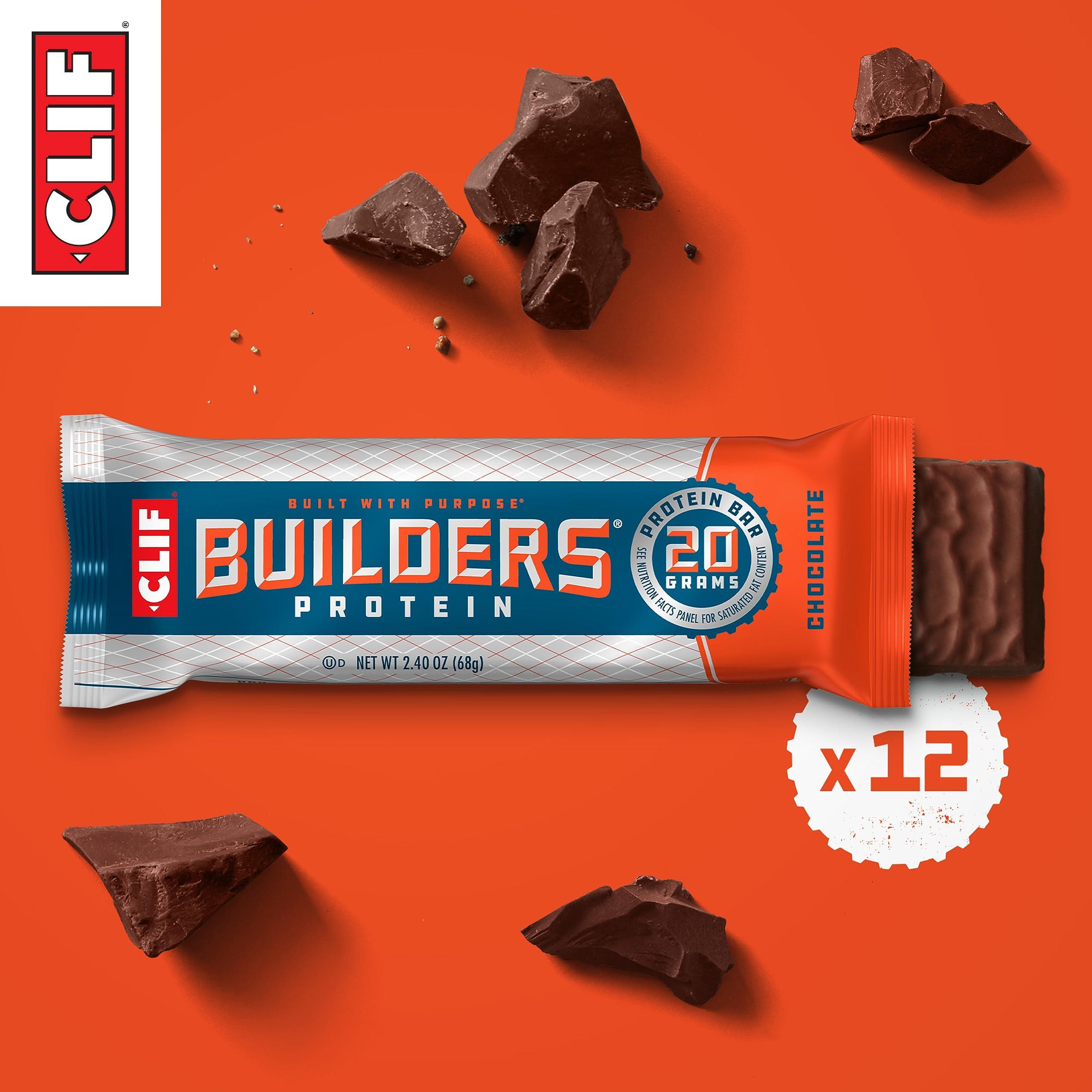 Clif Builders Bar CLIF Builders - Chocolate Flavor - Protein Bars - Gluten-Free - Non-GMO - Low Glycemic & Chocolate Chip Cookie Dough Flavor - Protein Bars - Gluten-Free - Non-GMO - Low Glycemic