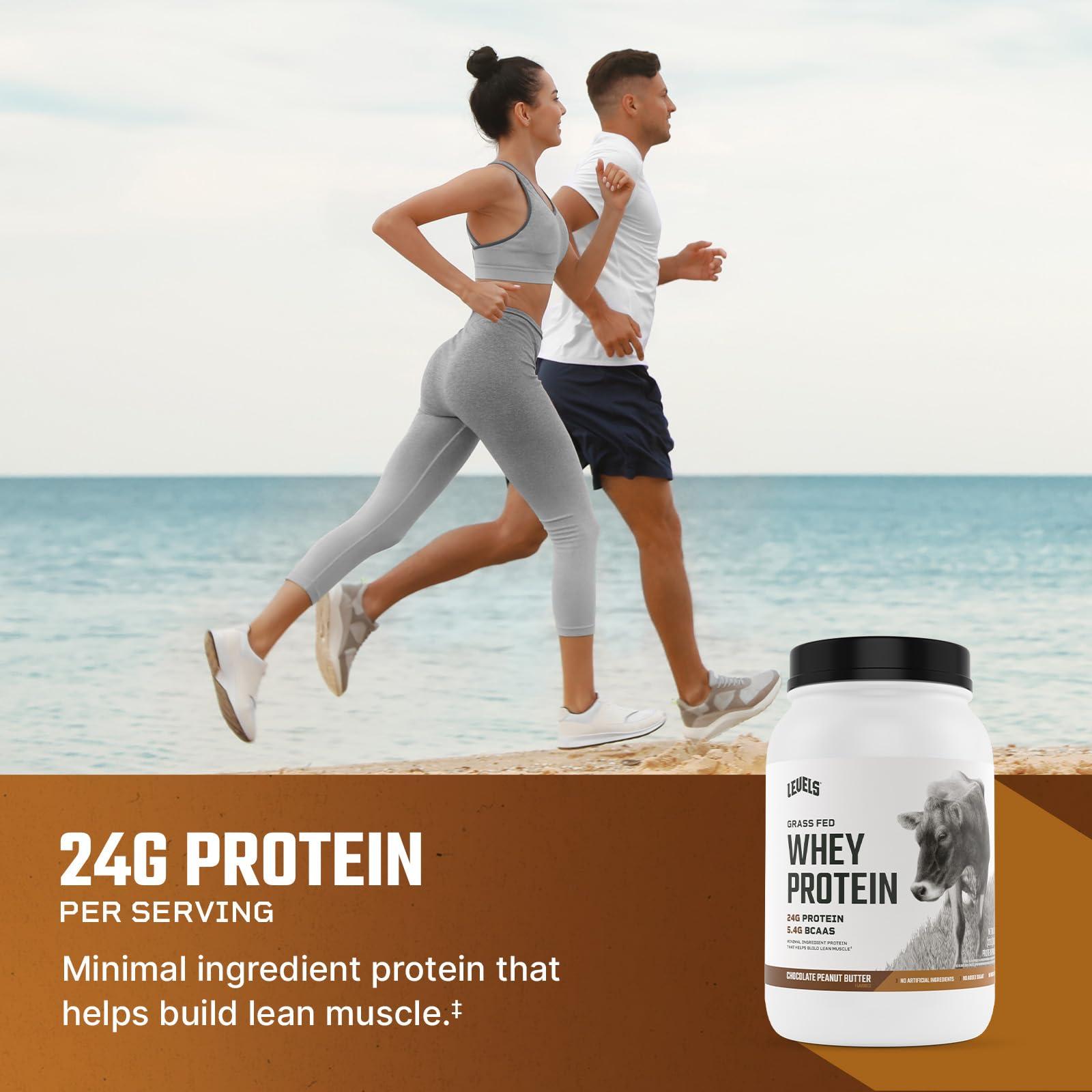 Levels Nutrition Levels Grass Fed Whey Protein, No Artificials, 24G of Protein, Chocolate Peanut Butter, 2LB