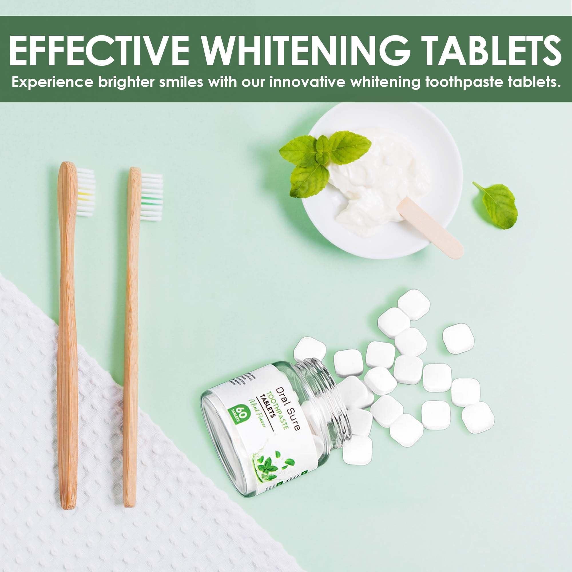 Oral Sure Oral Sure Toothpaste Tablets - Mint Flavor, Anti-Plaque, Anti-Cavity, Prevents Tooth Decay, Anti-Gingivitis, Oral Cleaner, Travel-Friendly, Fluoride-Free