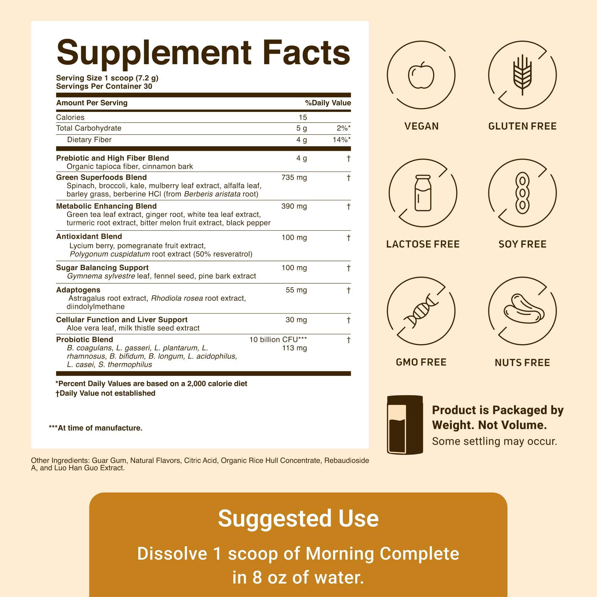 ACTIVATEDYOU ACTIVATEDYOU Morning Complete Daily Wellness Greens Superfood Drink Mix for Gut Health w/Prebiotics, Probiotics, Antioxidants, Green Superfoods, 10 Billion CFUs, 30 Servings (Citrus)