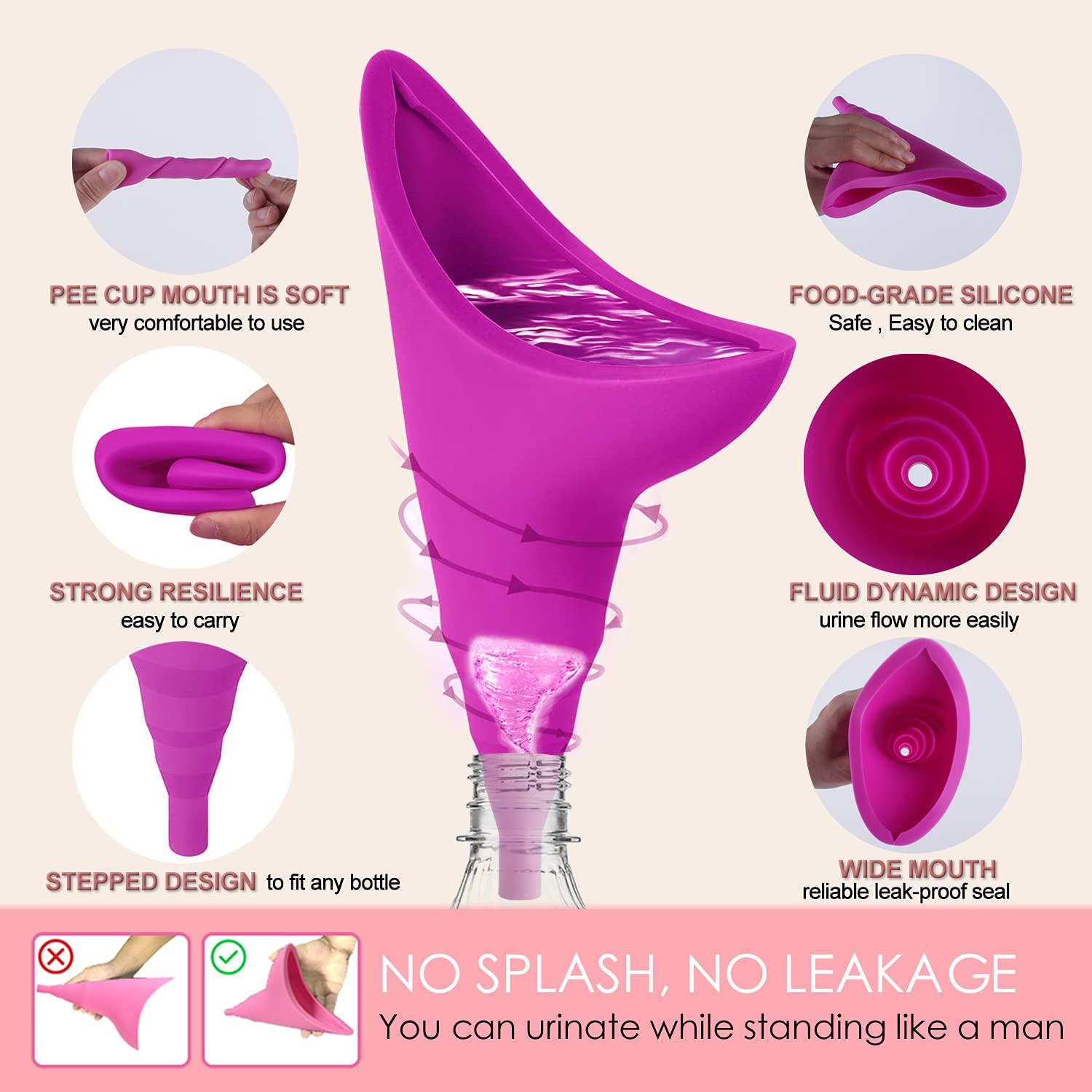 ABXLNIU ABXLNIU Female Urination Device, Portable Urinals for Women with Pee Tube, Silicone Pee Funnel for Women to Wee Standing Up Used for Car, Hiking (Black)