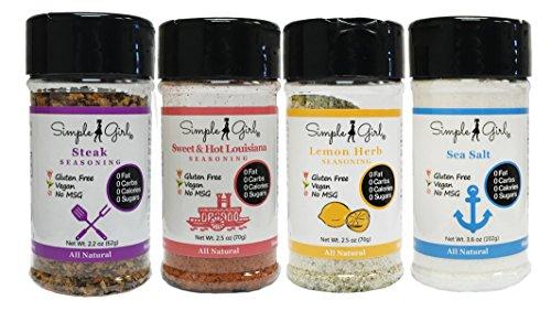 Simple Girl Simple Girl Gourmet Seasoning Set With Sea Salt - Sugar Free - Vegan and Diabetic Friendly - Carb Free - Gluten Free - MSG Free