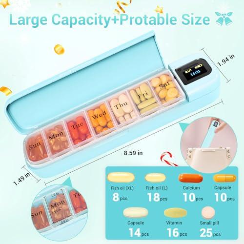 Daviky Daviky Smart Pill Organizer with Alarm, Bluetooth Daily Once a Day Pill Box 7 Day with APP, Weekly Travel Pill Case, Portable Pill Reminder for Medicines, Supplements and Vitamins(Green)