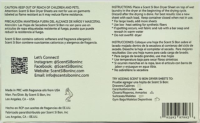 Scent Si Bon Scent Si Bon Luxury Scented Dryer Sheets, 50 Sheets, Le Vert Scent Inspired by Creed Aventus, Fragrant Clothing Freshener, Fabric Softener, Reduce Static and Wrinkles