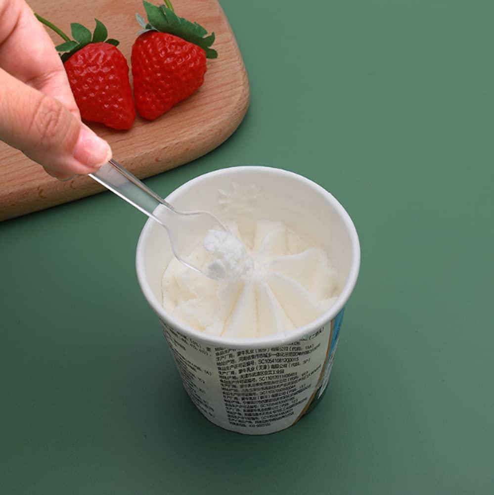 erioctry 500PCS Clear Plastic Mini Plastic Spoon Small Spoon Great Dessert Spoon or Ice Cream Spoon Disposable Plastic Spoon Mini Tasting Spoons Or Tasting Dessert Spoons (Clear)