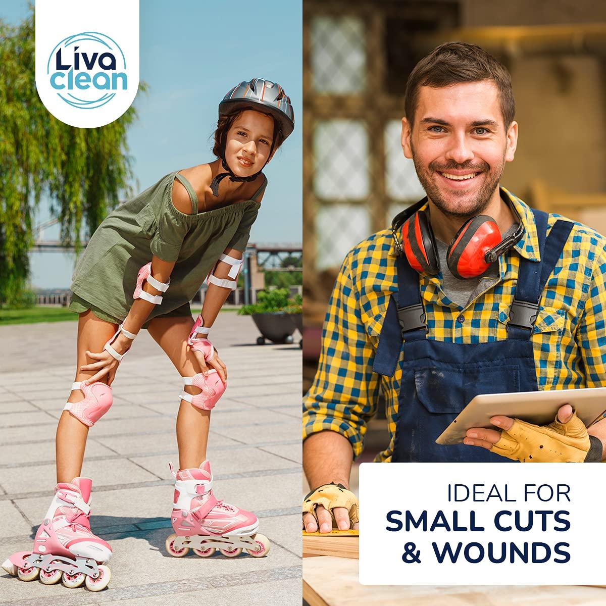 LivaClean (6 CT) 1 X 3.7 Wound Closure Strips - Zip Stitch Wound Closure Kit - Butterfly Kit Device Zip Tie Skin Closuing Butterfly Bandaids Adhesive Injury-Closing Glue Steri Strips Bandages Sutures