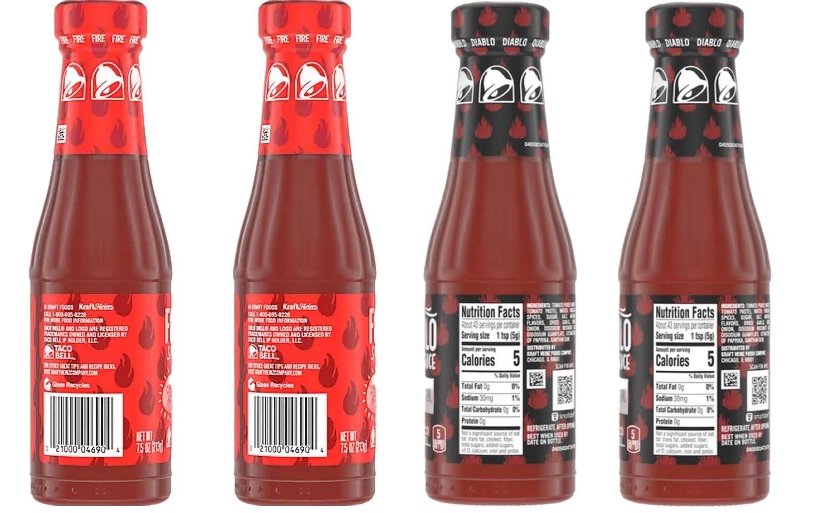 Generic Generic Taco Bill Sauce Assortment, 4 Pack Diablo Sauce and Fire Sauce Taco Sauce Condiment Seasoning for Tacos Chips Quesadilla Burritos, 7.5 Ounces Each