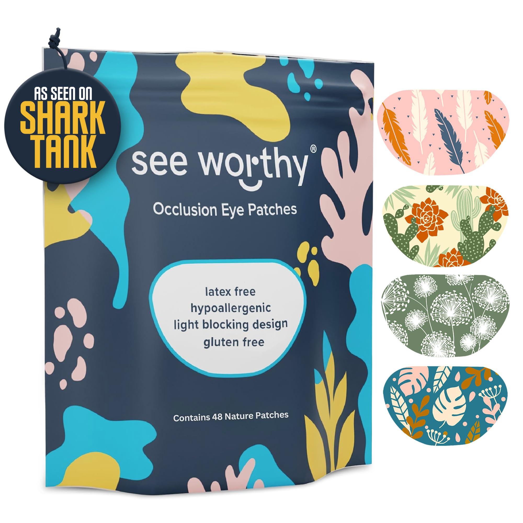 See Worthy See Worthy Nature Eye Patches - Innovative Design, Smart Adhesive Technology - Breathable & Comfortable Eyepatch for Lazy Eye - Soft Eye Patches & Fun Designs (48 per Box)
