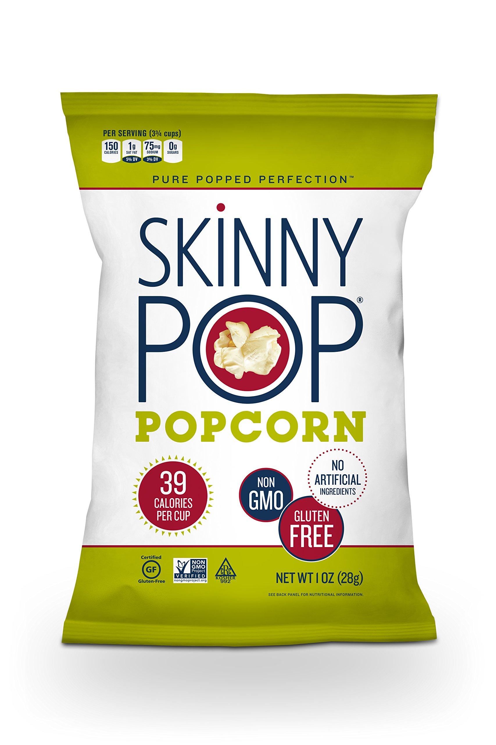 SkinnyPop SKINNYPOP Original Popped Popcorn, Individual Bags, Gluten Free Popcorn, Non-GMO, No Artificial Ingredients, A Delicious Source of Fiber, 1 Ounce (Pack of 12)