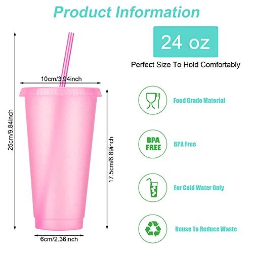 LEIFEOSH 24 Pack Plastic Tumblers with Lids and Straws, Reusable Cups with Lids Plastic Colorful Cups for Parties Birthdays, Iced Coffee Cup Travel Mug Cold Drink Cups Bulk Tumblers (24 oz, Light Colors)