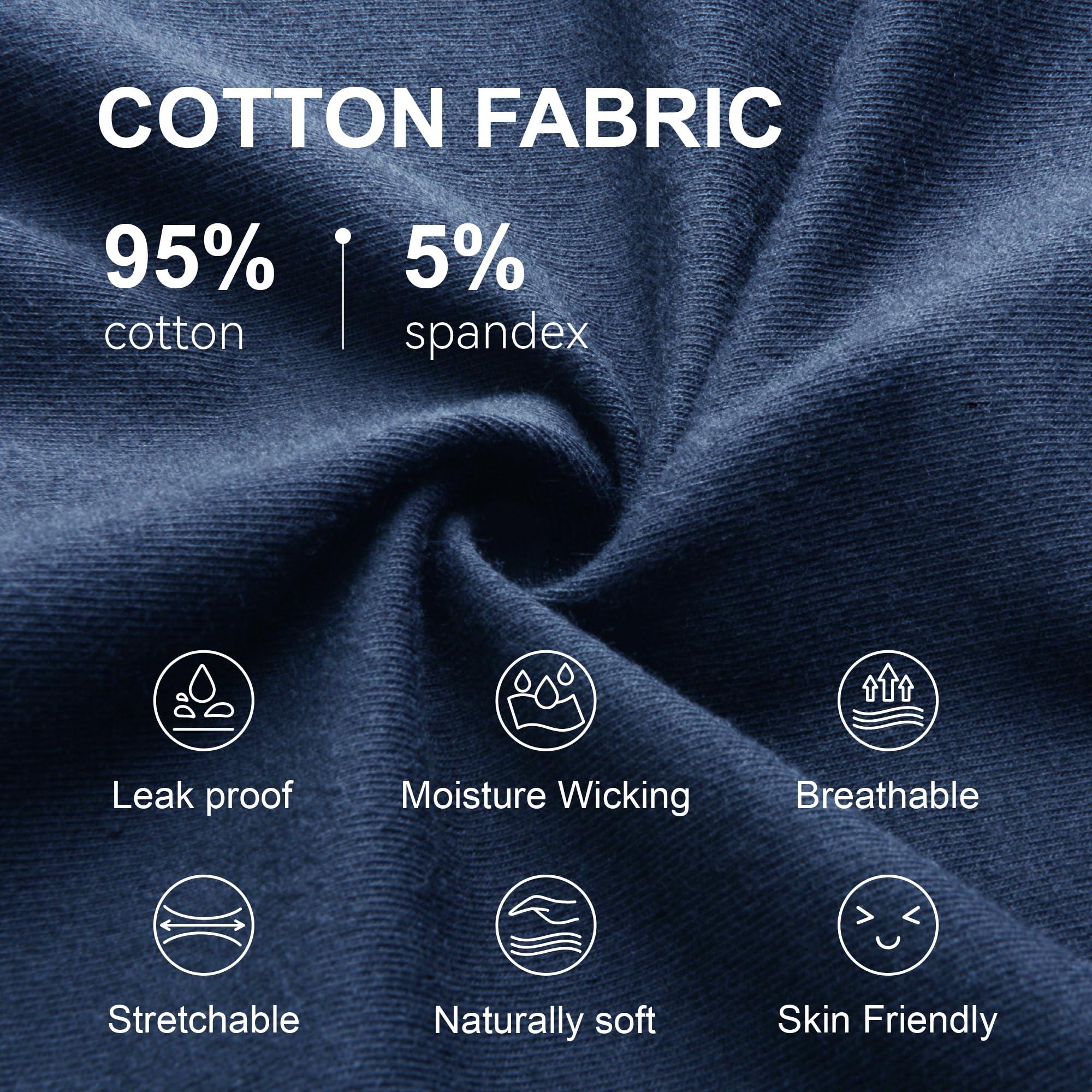 IRISMORII RISMORII Mens Leakproof Underwear Washable Adult Bladder Protection Incontinence Absorbent Trunk 60 ML Absorbency (Dark Blue L)