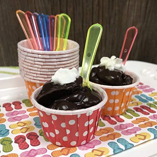 Outside the Box Papers Mini Taster Spoons - Clear Plastic - Blue, Pink, Green, Yellow, Orange - 150 Pack by Outside the Box Papers