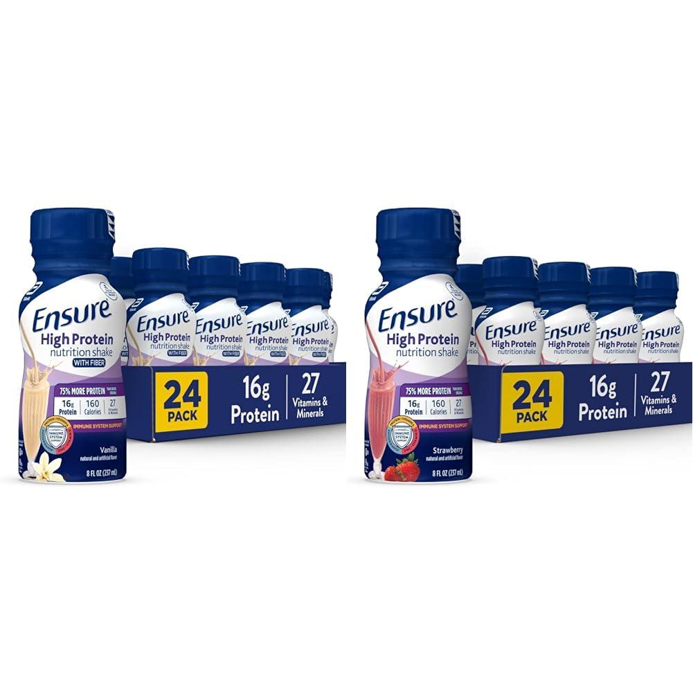 Ensure Ensure High Protein Nutritional Shake With Fiber, 16g Protein, Meal Replacement Shakes & High Protein Nutritional Shake, 16g Protein, Meal Replacement Shakes