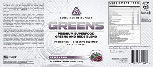 Core Nutritionals Core Nutritionals Greens Platinum Premium Superfood Greens and Reds Blend, Supports Digestion and Gut Health, 5 Billion CFU Probiotic,30 Servings (Grape Candy)