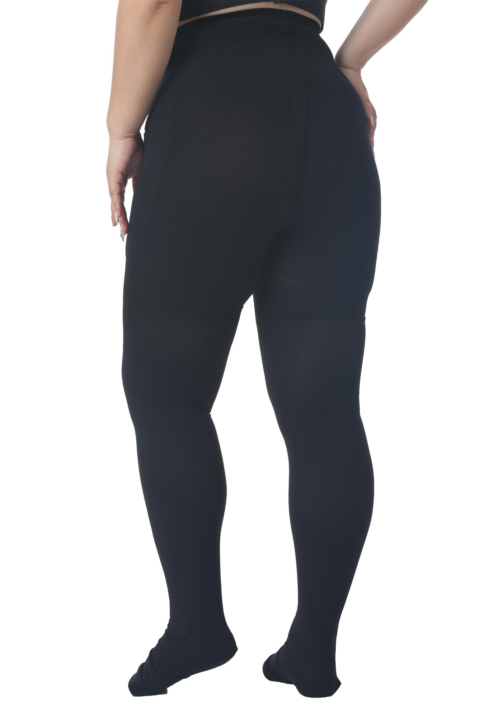 AMZAM Plus Size 5XL Compression Pantyhose for Women Men, 15-20 mmHg Graduated Compression Tights, Opaque Toeless Compression Stockings Waist High Support Tights for Swelling, DVT,Pregnant, Teacher, Doctor