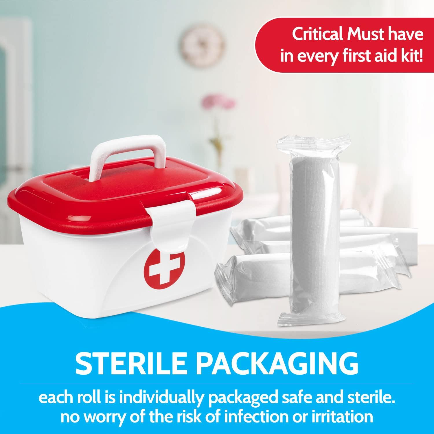 MEDca Gauze Bandage Rolls - (12 Pack) 3 in x 4.1 Yards Per Roll of Medical Grade Gauze Bandage and Stretch Bandage Wrapping for Dressing All Types of Wounds and First Aid Kit by MEDca, (3-Inch, 12 Pcs)