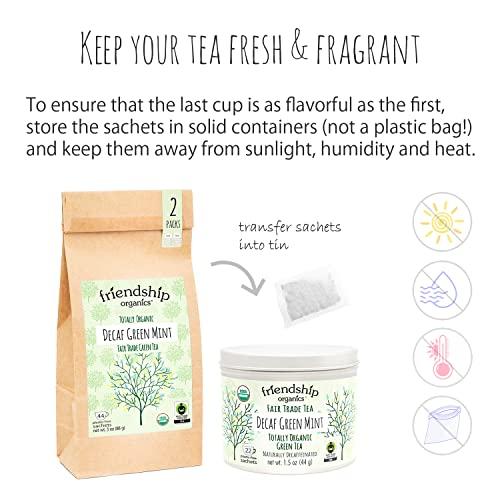 Friendship Organics Friendship Organics Decaf Green Mint Tea Bags, Organic and Fair Trade 44 Count (Pack of 2)