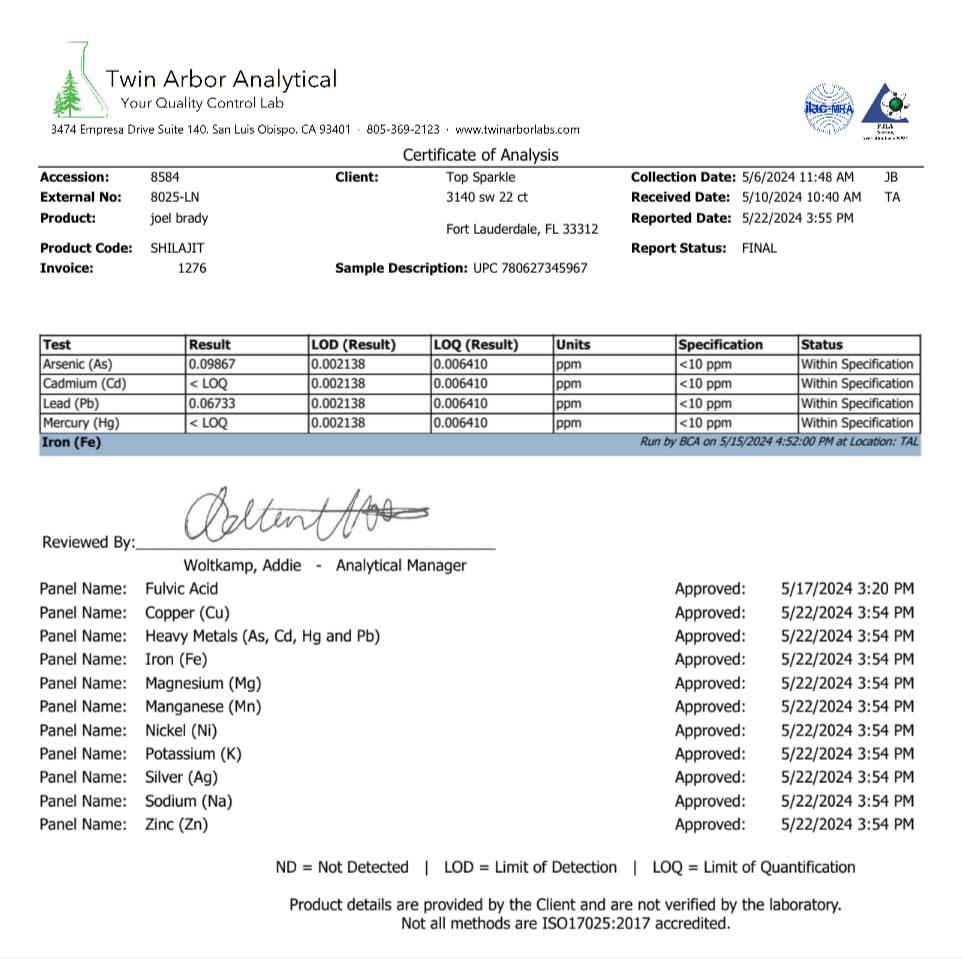 Triple 8 Nutrition Shilajit Resin 50g Bottle Absolutely Pure Wild Himalayan Authentic Natural Organic Fulvic Acid and 85+ Trace Minerals Most Potent for Men and Women Third Party Lab Tested ISO: 17025 Accredited USA