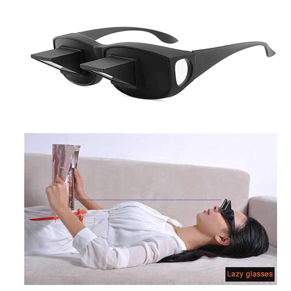heeguosons Lazy Reading Glasses Prism Glasses Lying Down in Bed Prism Spectacles Horizontal Eyeglasses for Reading Watching TV, Unisex