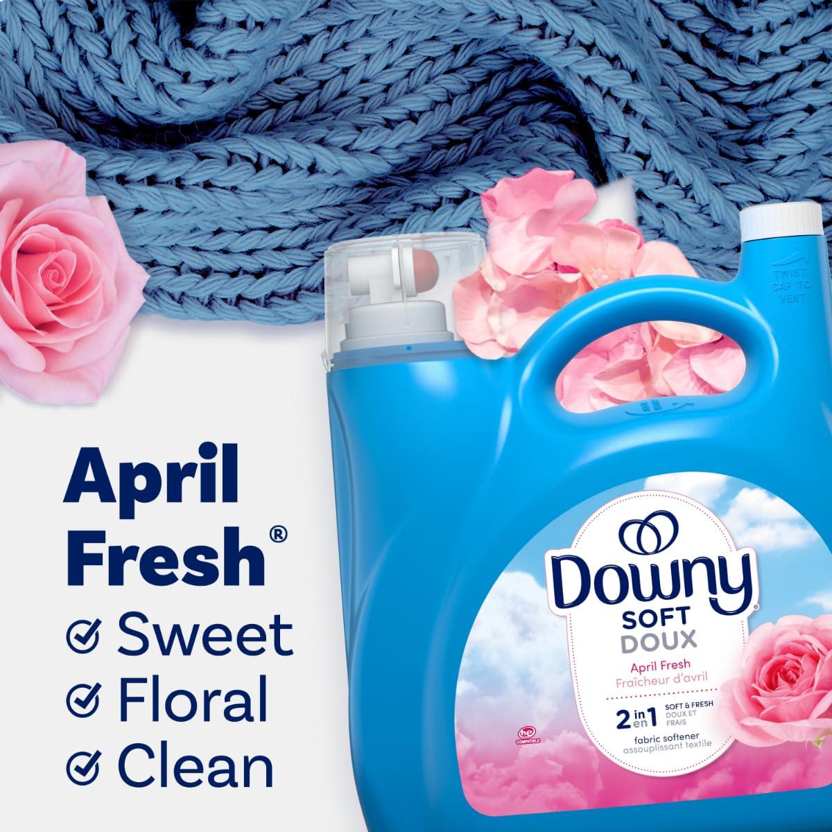 Downy Downy Fabric Softener Liquid, April Fresh Scent, 140 fl oz, 190 Loads, HE Compatible, Downy Fabric Softener, Liquid Fabric Softener, Laundry