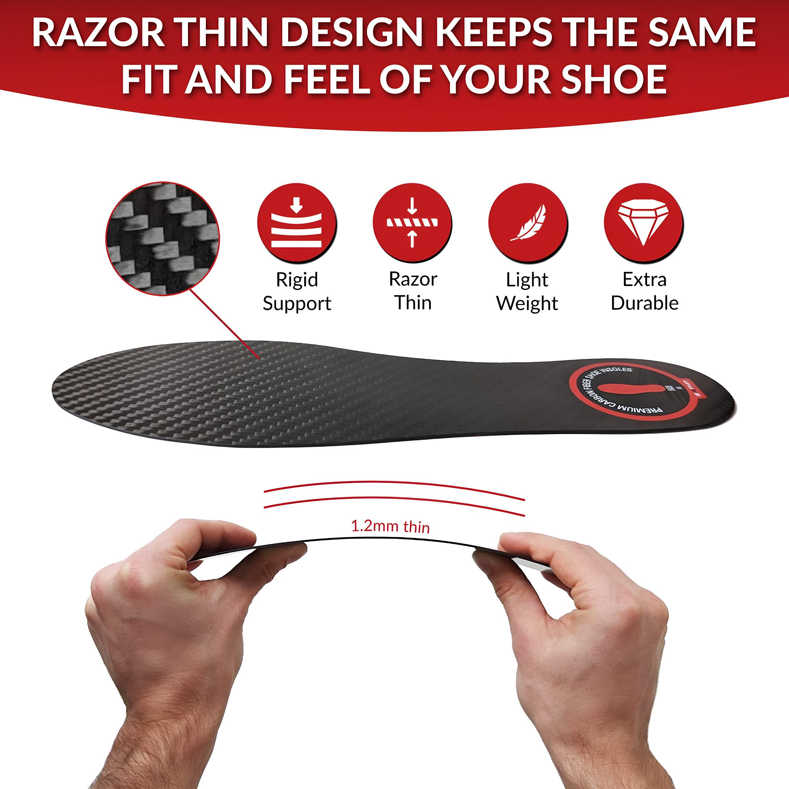 MRTHN Carbon Fiber Insole for Men & Women, Carbon Fiber Foot Plate Insert, Carbon Fiber Shoe Insert for Foot Pain Relief - Rigid Support Turf Toe, Hallux Rigidus Relief Insole