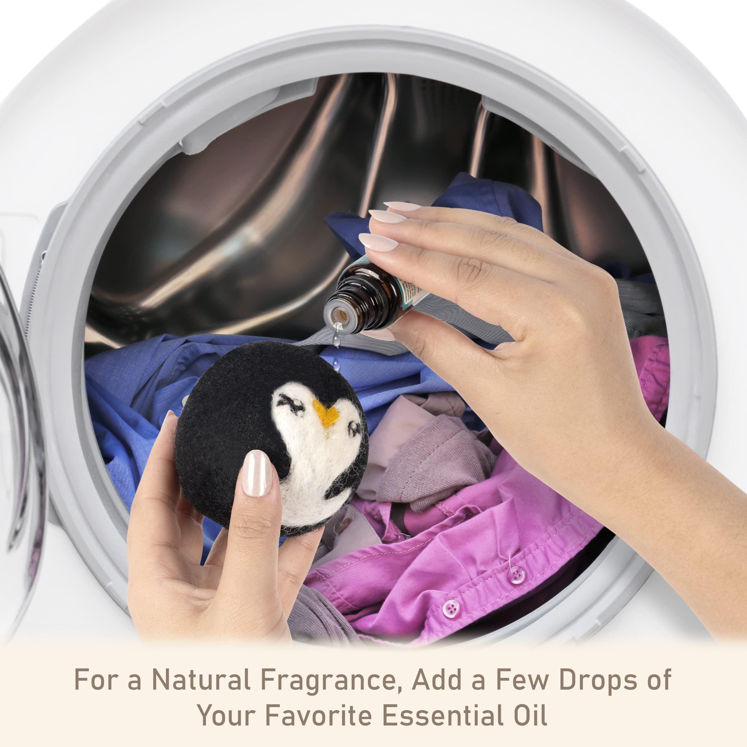 Adornimal Wool Dryer Balls Sloth, Penguin and Sheep Design Dryer Balls Laundry Reusable Natural Fabric Softener 100% Pure New Zealand Wool Handcrafted in Nepal 6 Pack Laundry Balls for Dryer