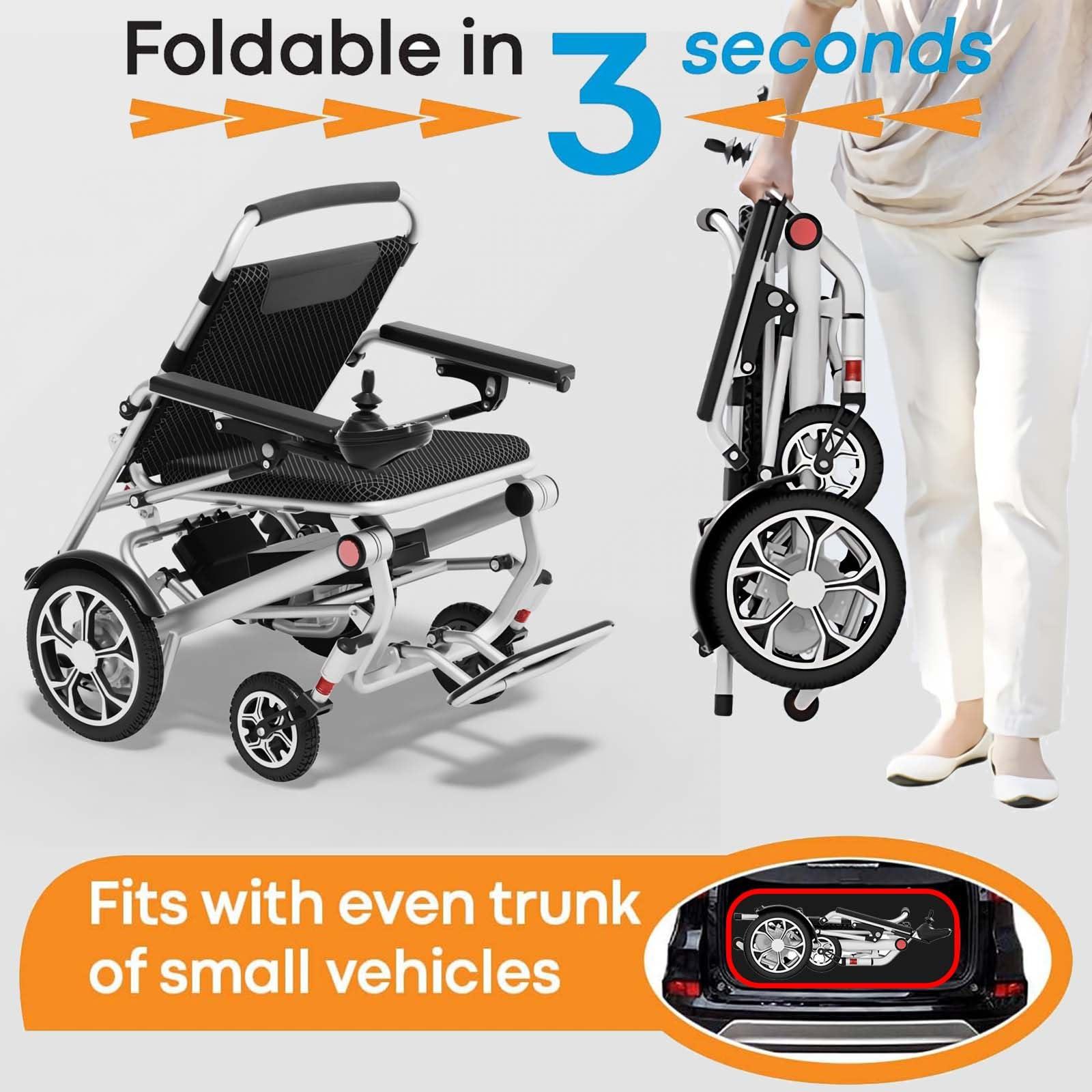 CUIOT CUIOT Lightweight Foldable Electric Wheelchair for Adults & Seniors (Only 32lbs), Intelligent Folding All Terrain Motorized Wheelchairs, 400W Powerful Motor, Long Range-Remote Control Mobility Aid,20A