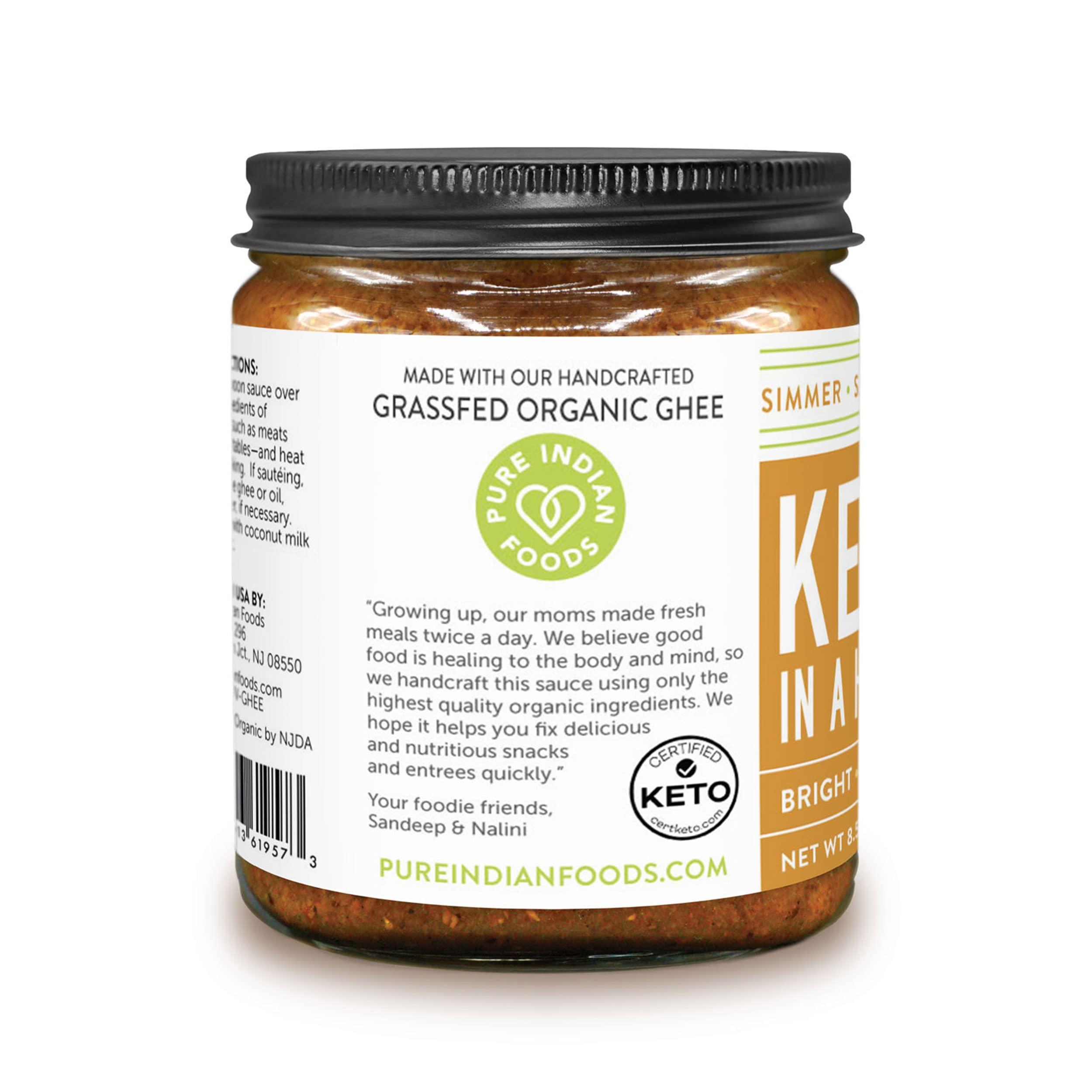 PURE INDIAN FOODS Pure Indian Foods Keto In A Hurry (Madras) 8.5 oz, Certified Ketogenic Organic Curry Seasoning (Concentrate / Paste), No Sugar or Preservatives Added