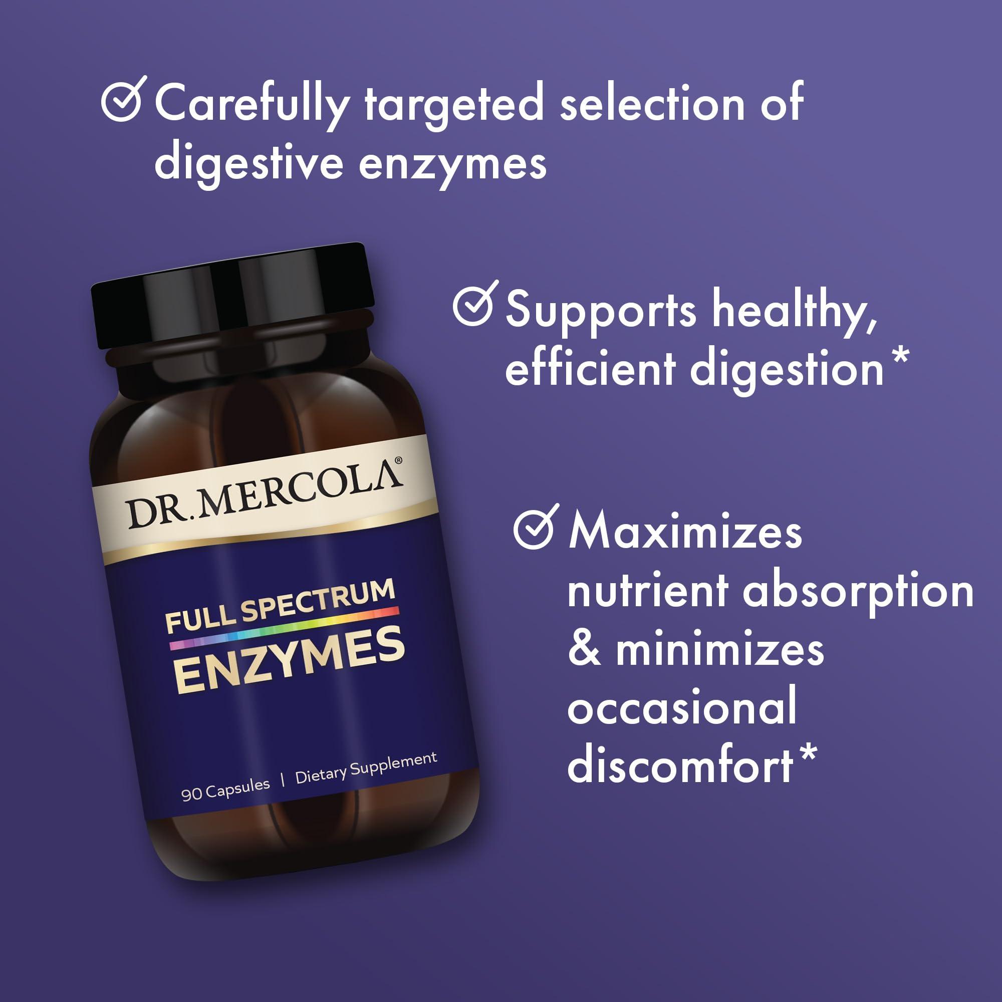 Dr. Mercola Dr. Mercola, Full Spectrum Enzymes Dietary Supplement, 90 Servings, 3-Pack (90 Capsules), Digestive Support, Non GMO, Soy Free, Gluten Free