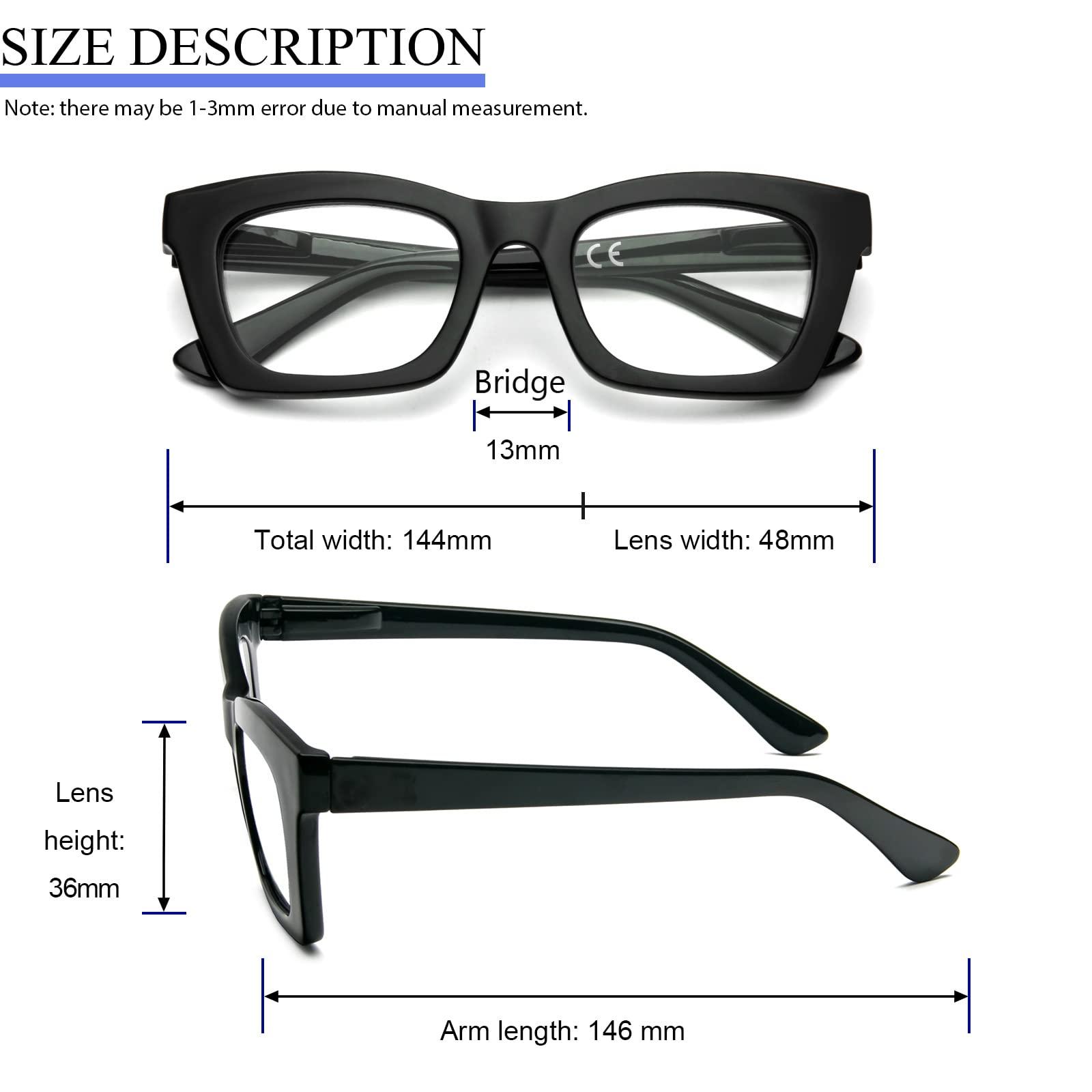 REAVEE REAVEE 3 Pack Oprah Style Reading Glasses for Women Blue Light Blocking, Cute Oversized Square Computer Readers with Spring Hinge 2.25